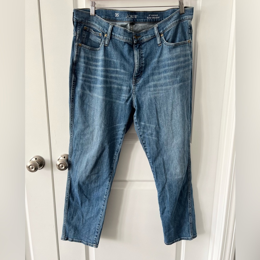 J. Crew 9” Vintage Slim Straight Medium Wash Jeans Size 35